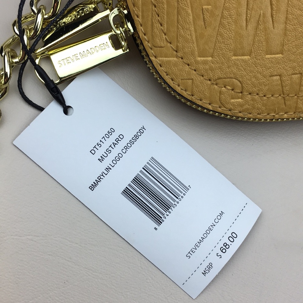 Steve Madden Marylin Logo Mustard Crossbody Purse - Picture 5 of 9